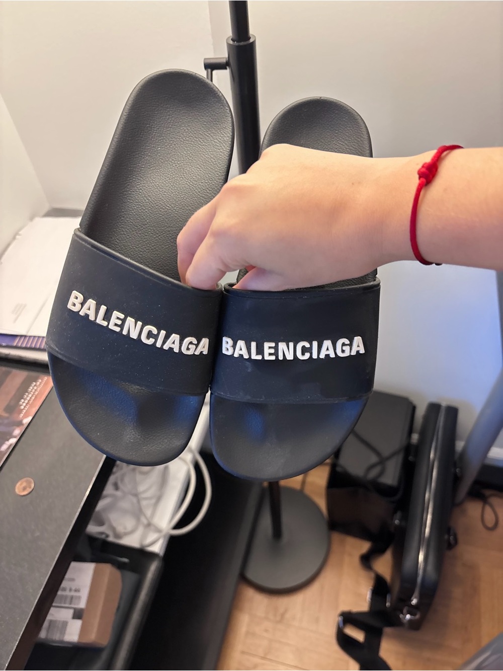 Balenciaga Pool Slides with White Logo